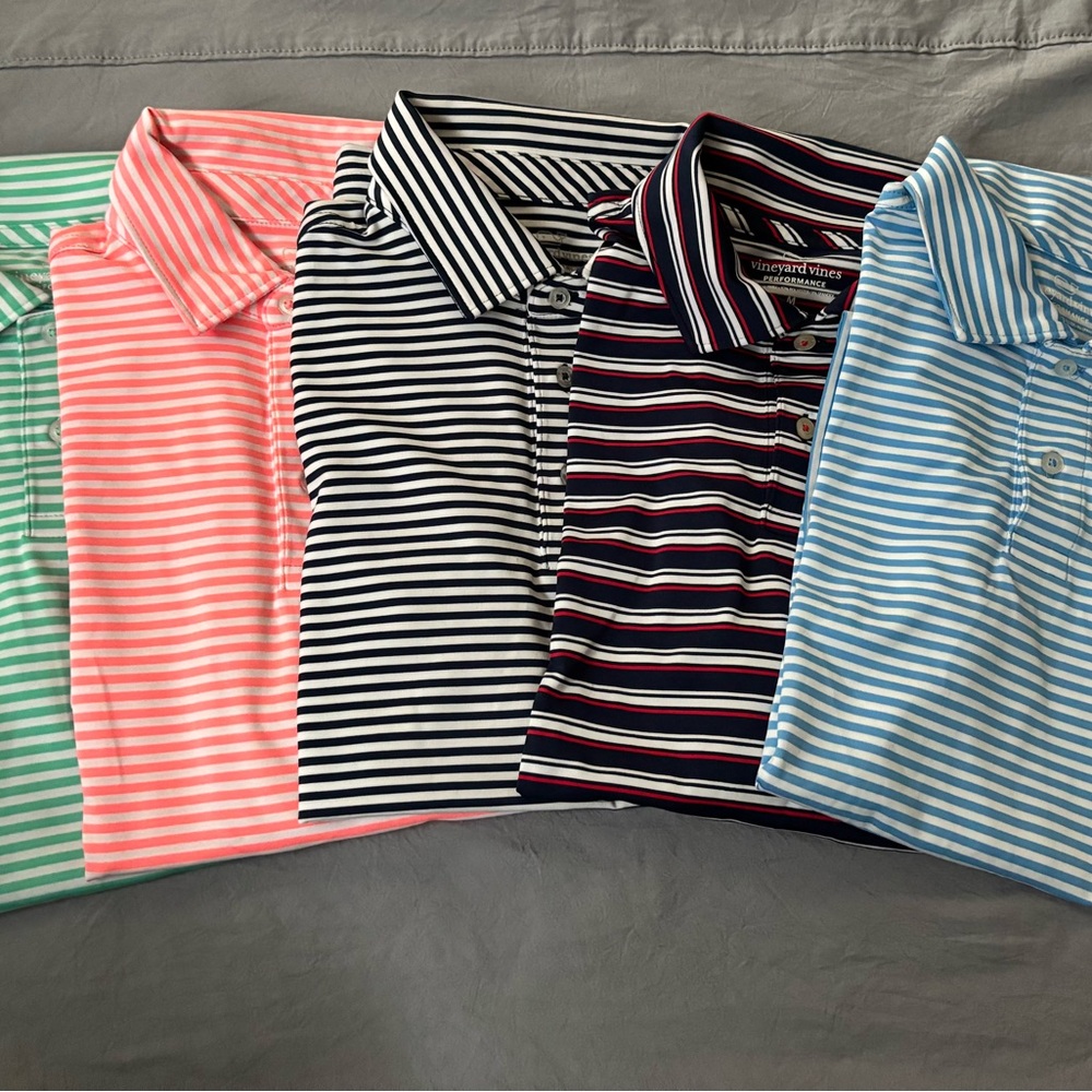 Vineyard Vines Kids Striped performance shirt Size M ( 12 - 14) Lot of 5